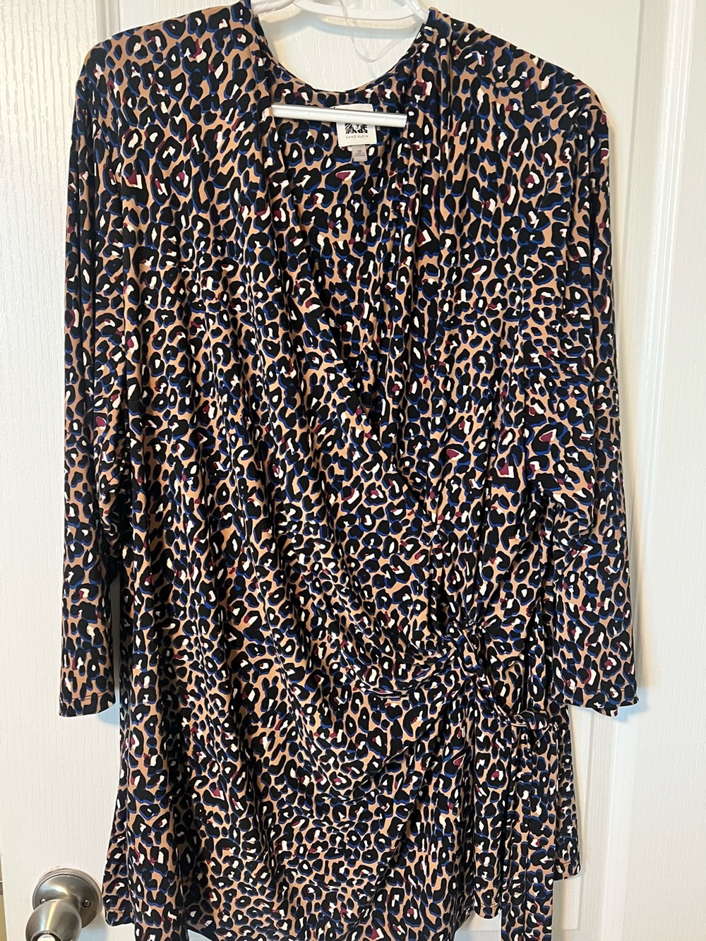 Leopard Print Faux-Wrap Shirt - Anne Klein